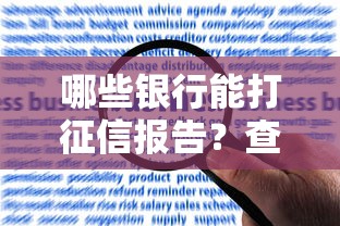 哪些银行能打征信报告？查询名单一览