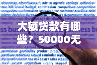 大额贷款有哪些？50000无视征信贷款申请攻略及风险提示