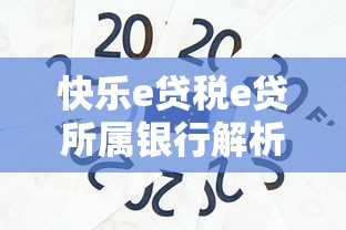 快乐e贷税e贷所属银行解析及贷款理财指南