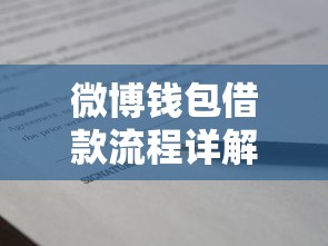 微博钱包借款流程详解：快速申请到账的贷款理财攻略