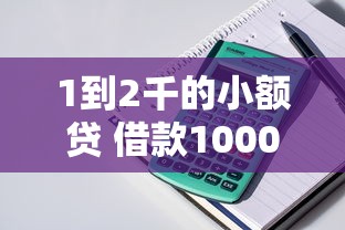 1到2千的小额贷 借款1000元，推荐5个黑口子借钱