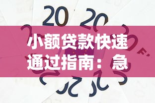 小额贷款快速通过指南：急需用钱必看方案