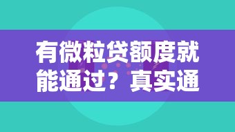 有微粒贷额度就能通过？真实通过率与审批条件揭秘