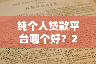 纯个人贷款平台哪个好？2025年正规靠谱平台推荐指南