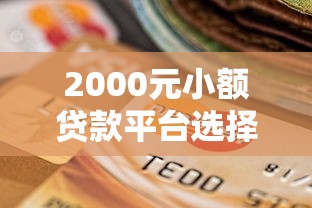 2000元小额贷款平台选择指南与避坑技巧