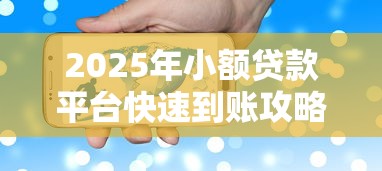 2025年小额贷款平台快速到账攻略