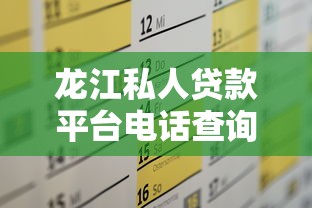 龙江私人贷款平台电话查询及申请全攻略