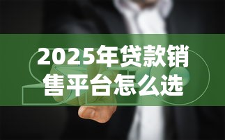 2025年贷款销售平台怎么选？实战测评与避坑指南