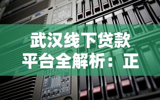 武汉线下贷款平台全解析：正规机构与避坑指南