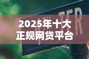2025年十大正规网贷平台盘点及合规查询指南