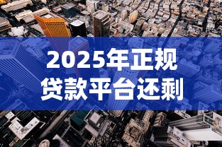 2025年正规贷款平台还剩多少家？深度解析现存优质选择
