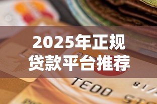 2025年正规贷款平台推荐：安全可靠的一站式选择