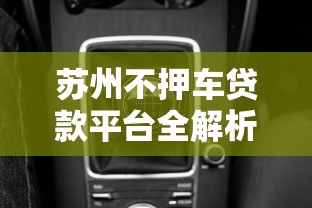 苏州不押车贷款平台全解析：如何选择最合适的方案