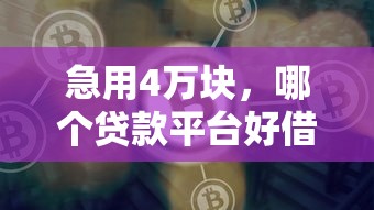 急用4万块，哪个贷款平台好借钱？看完这篇不踩坑！