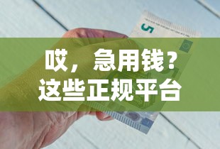 哎，急用钱？这些正规平台能直接借钱，但避坑技巧更重要！