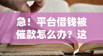 急！平台借钱被催款怎么办？这6招教你轻松应对