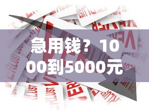 急用钱？1000到5000元小额借款平台靠谱推荐
