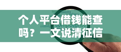 个人平台借钱能查吗？一文说清征信查询的隐藏细节