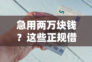 急用两万块钱？这些正规借钱平台实测能下款！