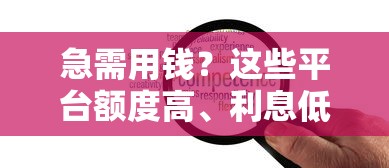 急需用钱？这些平台额度高、利息低，总有一款适合你！
