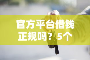 官方平台借钱正规吗？5个避坑细节一定要看！