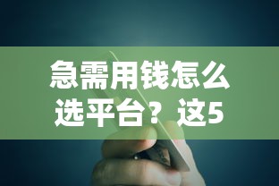 急需用钱怎么选平台？这5个靠谱渠道帮你避坑！