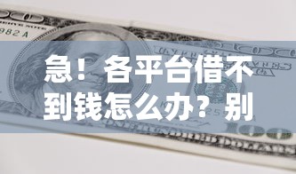 急！各平台借不到钱怎么办？别慌，资深博主教你5招翻身！