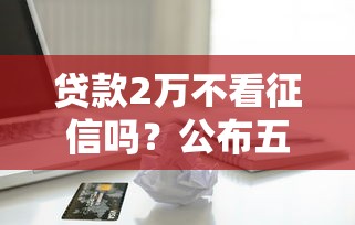 贷款2万不看征信吗？公布五个最容易通过的借款平台