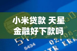 小米贷款 天星金融好下款吗？看看这五个轻松借款无征信记录的app