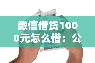微信借贷1000元怎么借：公布五个征信不好也能借款的平台