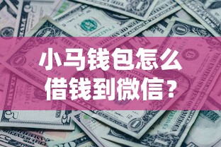 小马钱包怎么借钱到微信？推荐5个黑了也可以放款的平台