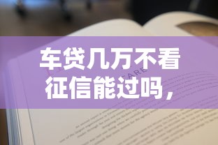 车贷几万不看征信能过吗，罗列五个融资平台