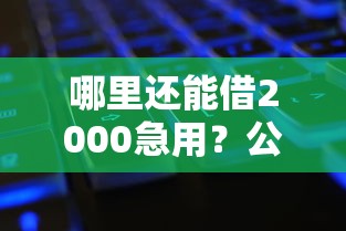 哪里还能借2000急用？公布5个国家承认10家网贷平台