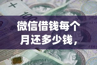 微信借钱每个月还多少钱，罗列5个不看年龄征信负债的app