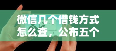 微信几个借钱方式怎么查，公布五个可以贷款平台