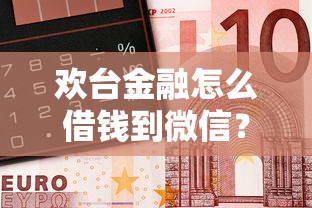 欢台金融怎么借钱到微信？看看这五个21岁贷款平台