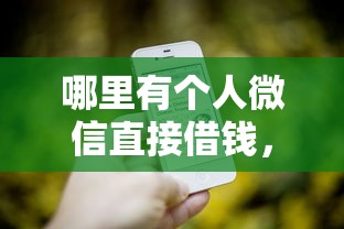哪里有个人微信直接借钱，推荐5个借300块钱用什么软件