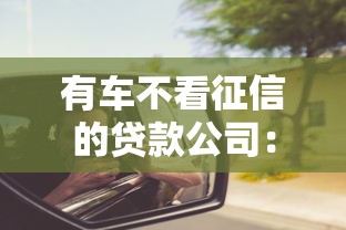 有车不看征信的贷款公司：罗列五个最新口子