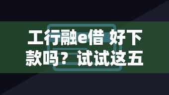工行融e借 好下款吗？试试这五个平台能贷款