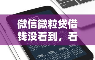 微信微粒贷借钱没看到，看看这五个网络借钱平台