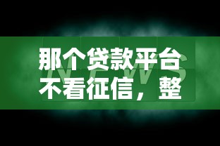 那个贷款平台不看征信，整合五个网贷比较正规的平台
