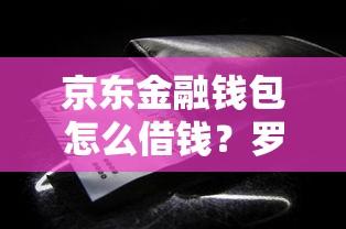京东金融钱包怎么借钱？罗列五个不看年龄征信负债的口子