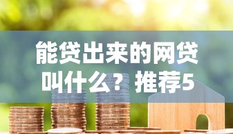 能贷出来的网贷叫什么？推荐5个下款快的贷款平台