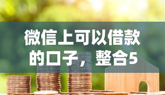 微信上可以借款的口子，整合5个贷款好下的平台