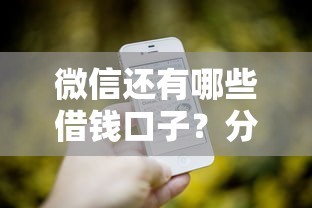 微信还有哪些借钱口子？分享五个网贷那些是正规平台