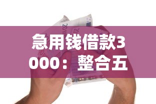 急用钱借款3000：整合五个利息比较低的贷款平台