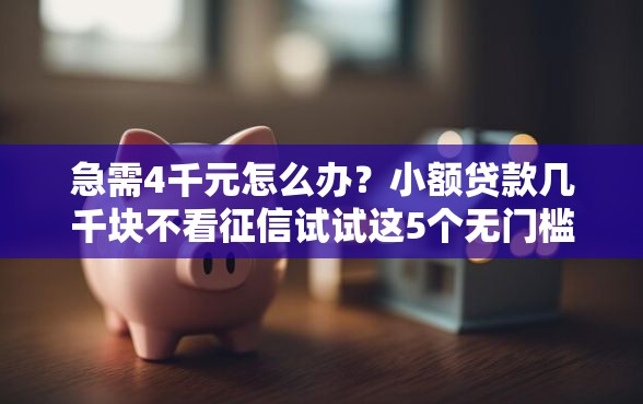 急需4千元怎么办？小额贷款几千块不看征信试试这5个无门槛平台