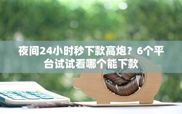 夜间24小时秒下款高炮？6个平台试试看哪个能下款