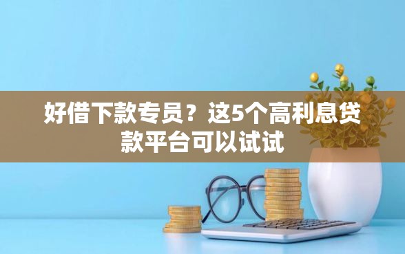 好借下款专员？这5个高利息贷款平台可以试试