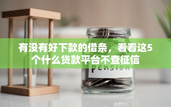 有没有好下款的借条，看看这5个什么贷款平台不查征信